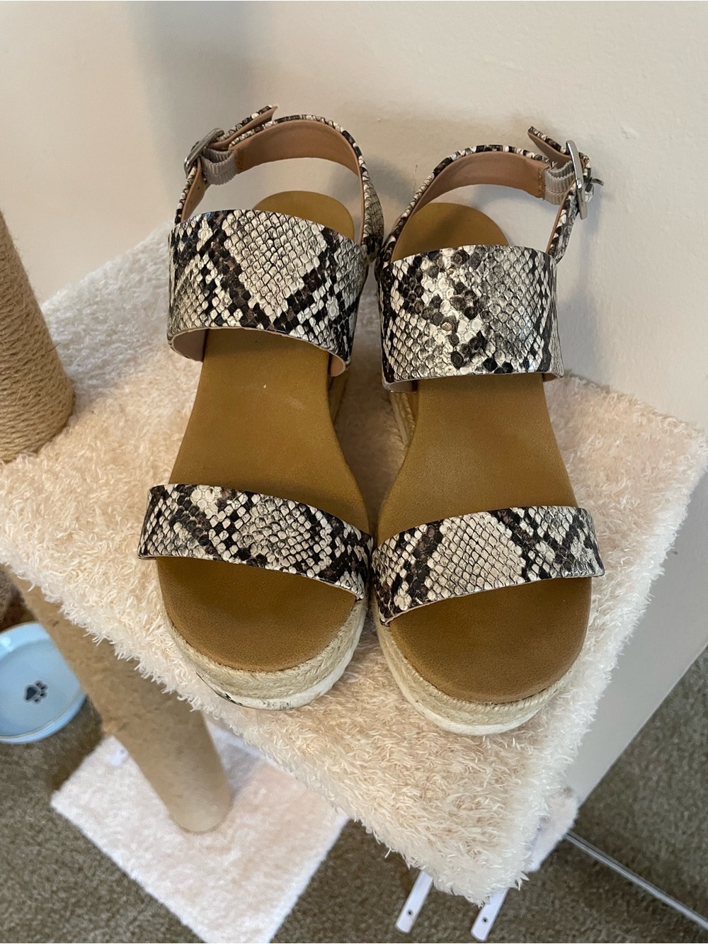 Dolce Vita Snake-Print Espadrille Platform Sandals - Tan/Brown